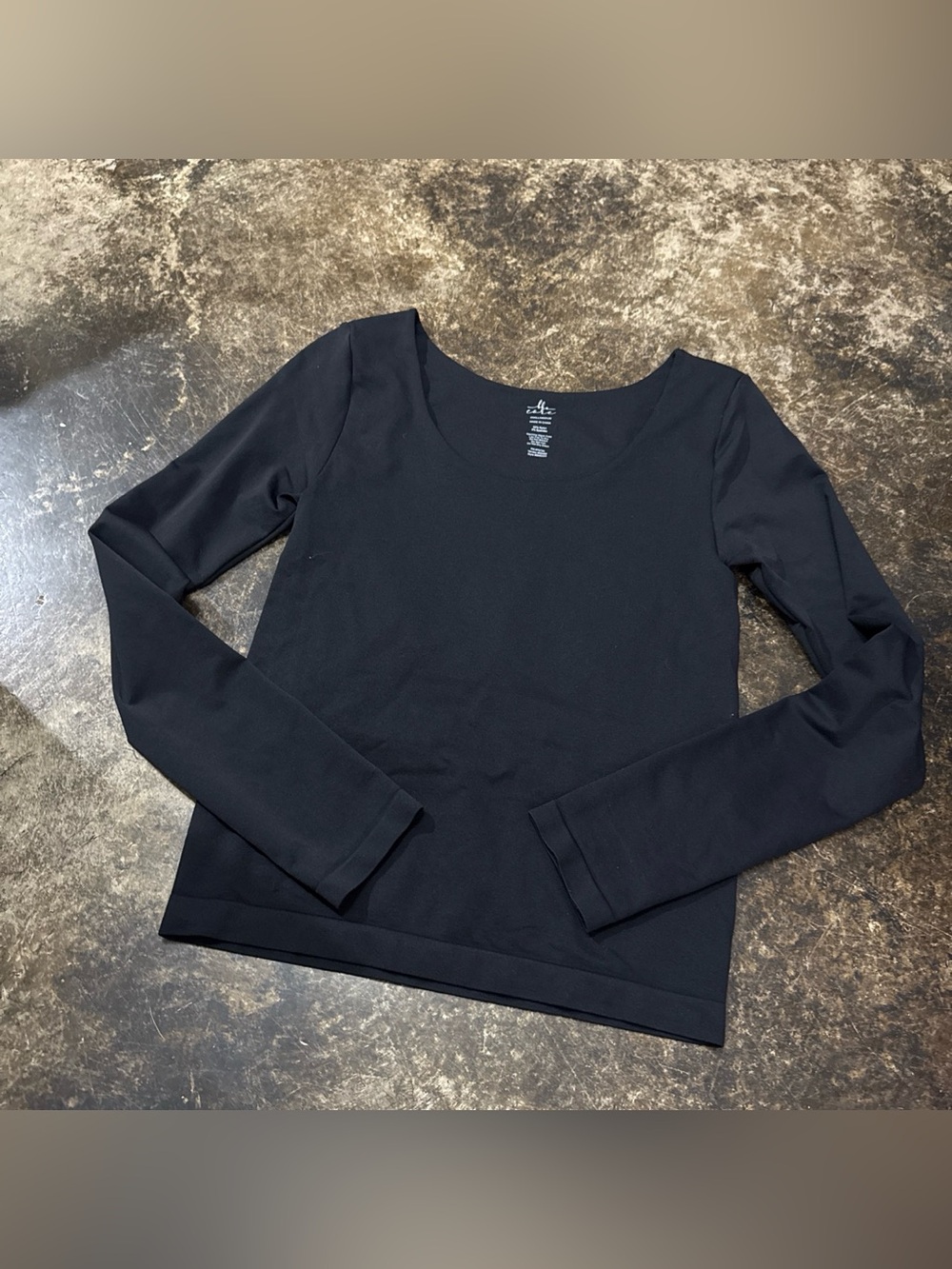Buckle Black Long-Sleeve Scoop Neck Top